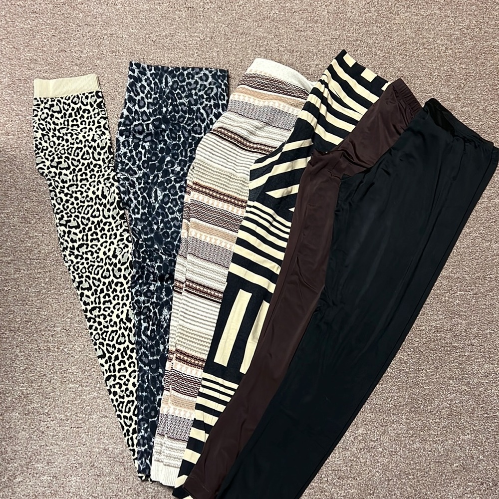 6 Pairs Womens Leggings - Size Large